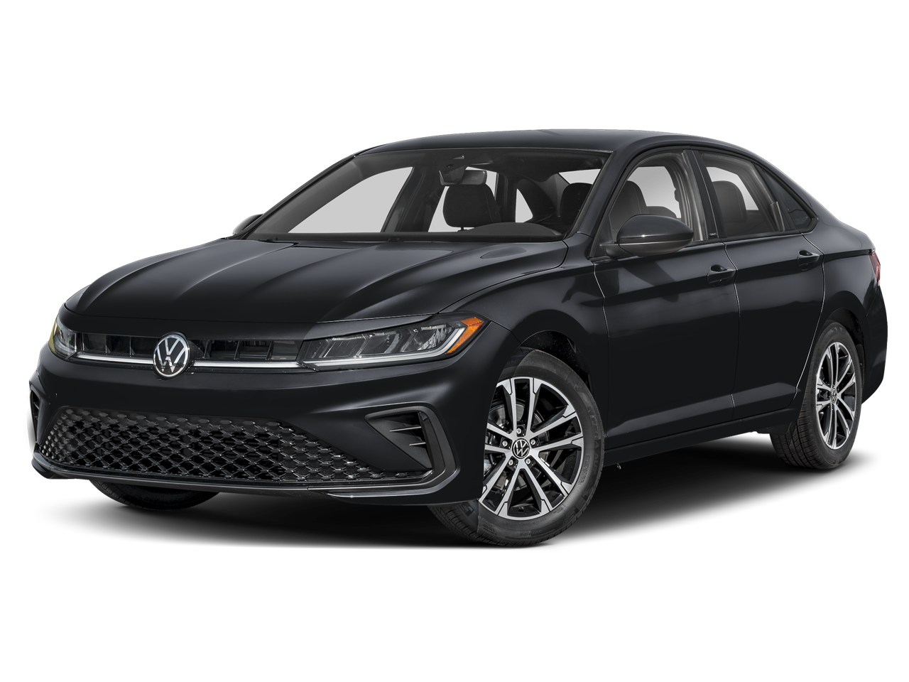 2026 Volkswagen Jetta Sport in Deep Black Pearl — front three-quarter view