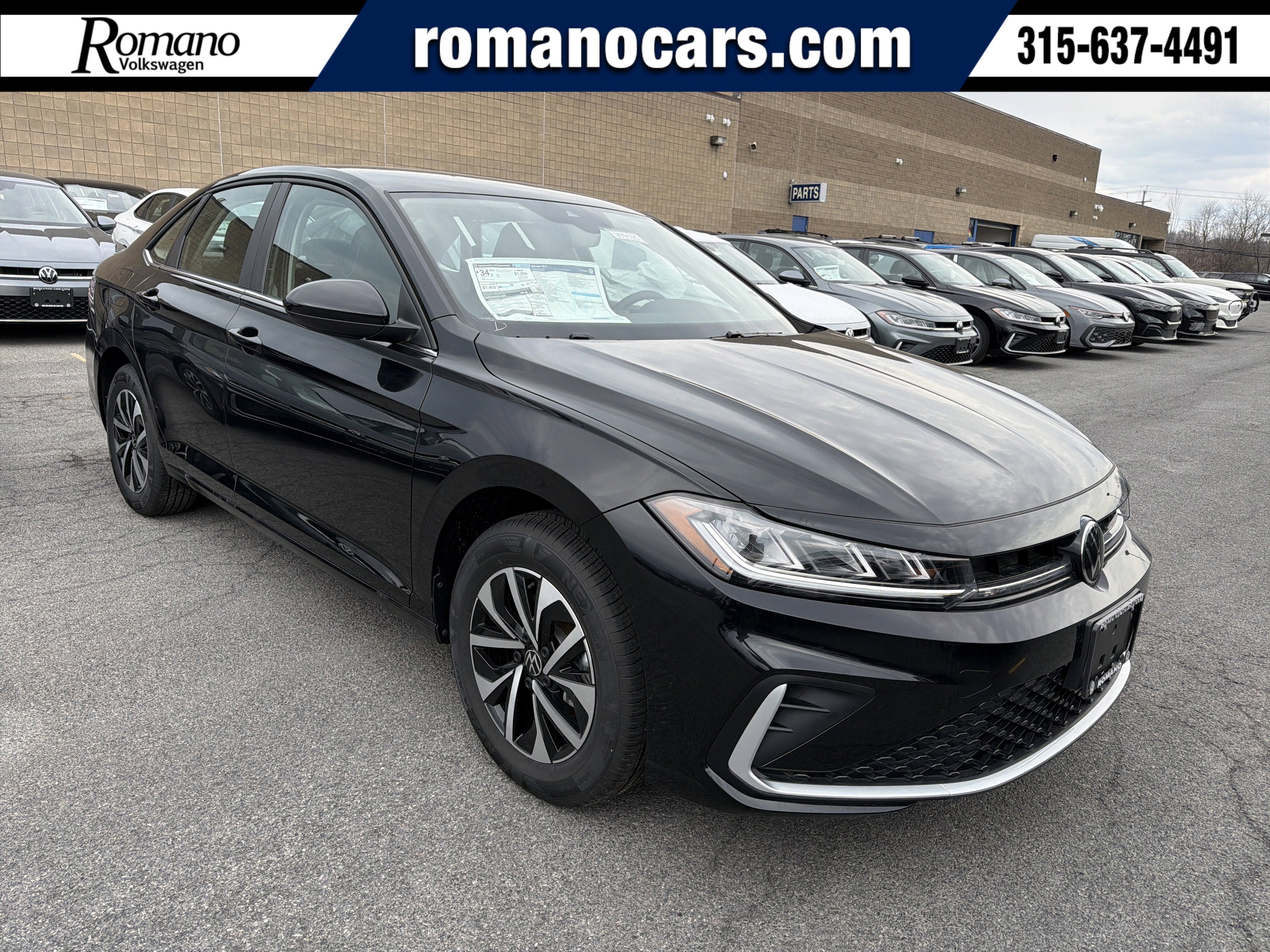 2026 Volkswagen Jetta S in Deep Black Pearl — front three-quarter view