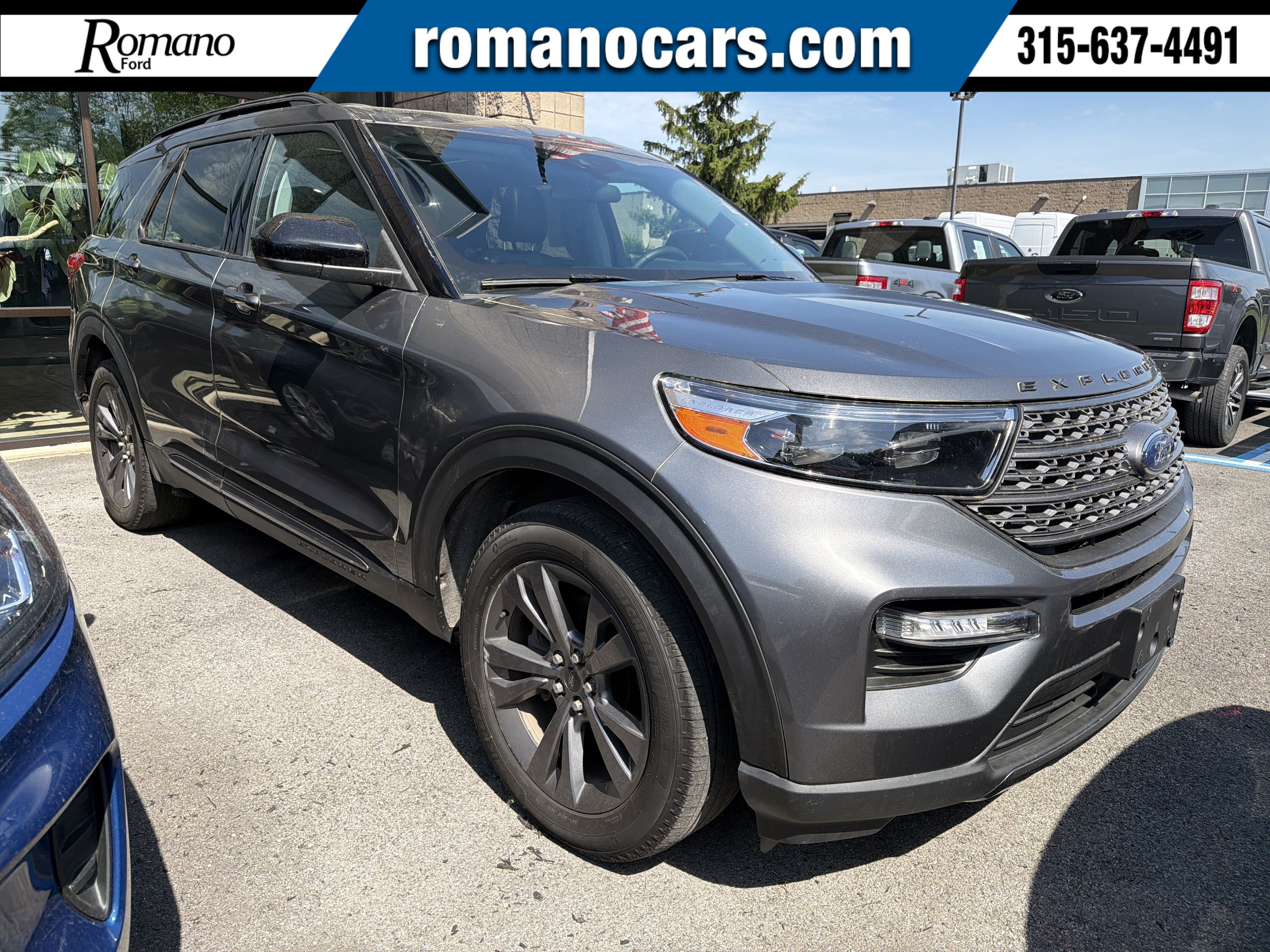2023 Ford Explorer XLT in Gray — front three-quarter view
