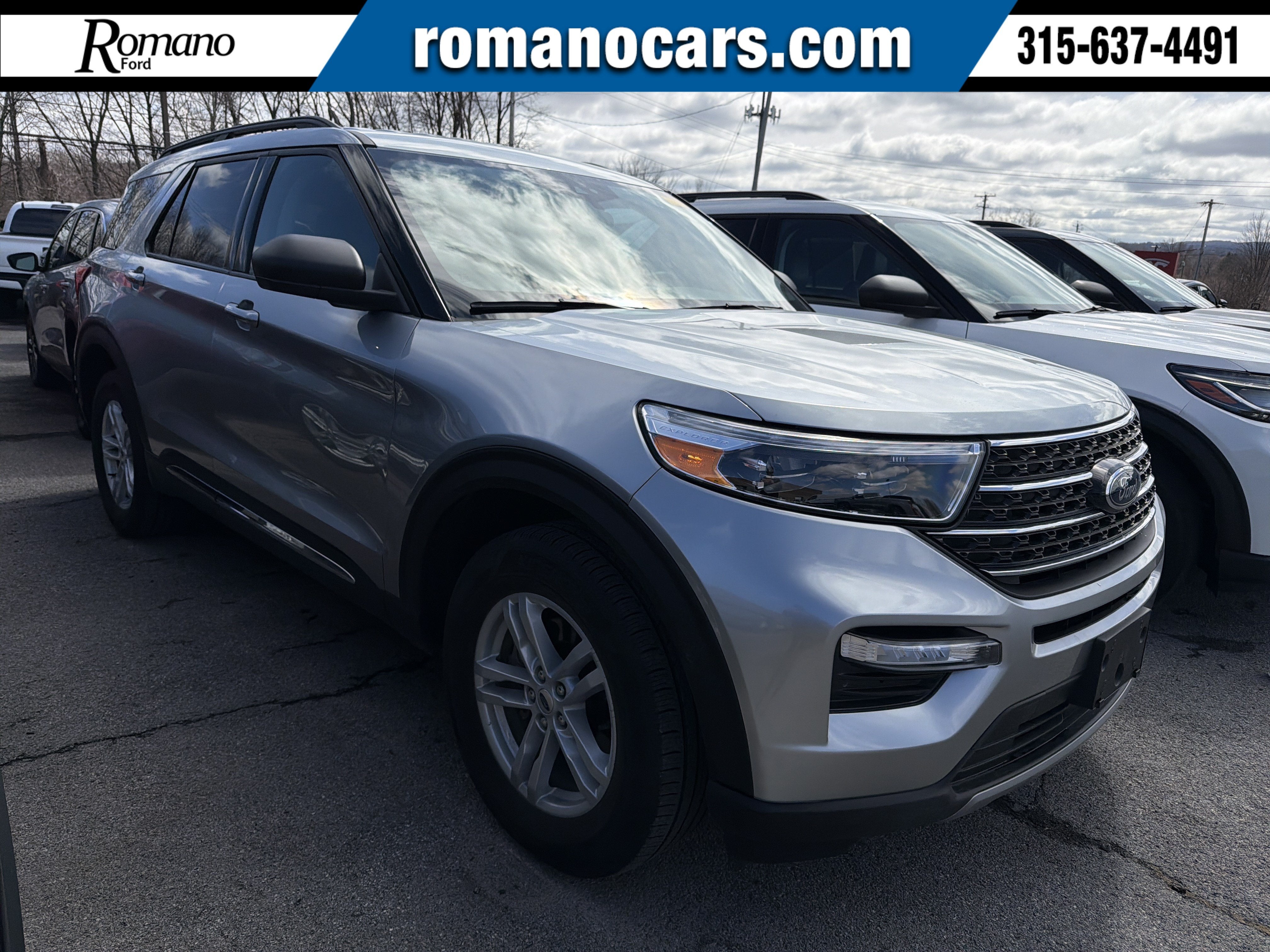 2024 Ford Explorer XLT in Iconic Silver Metallic — front three-quarter view