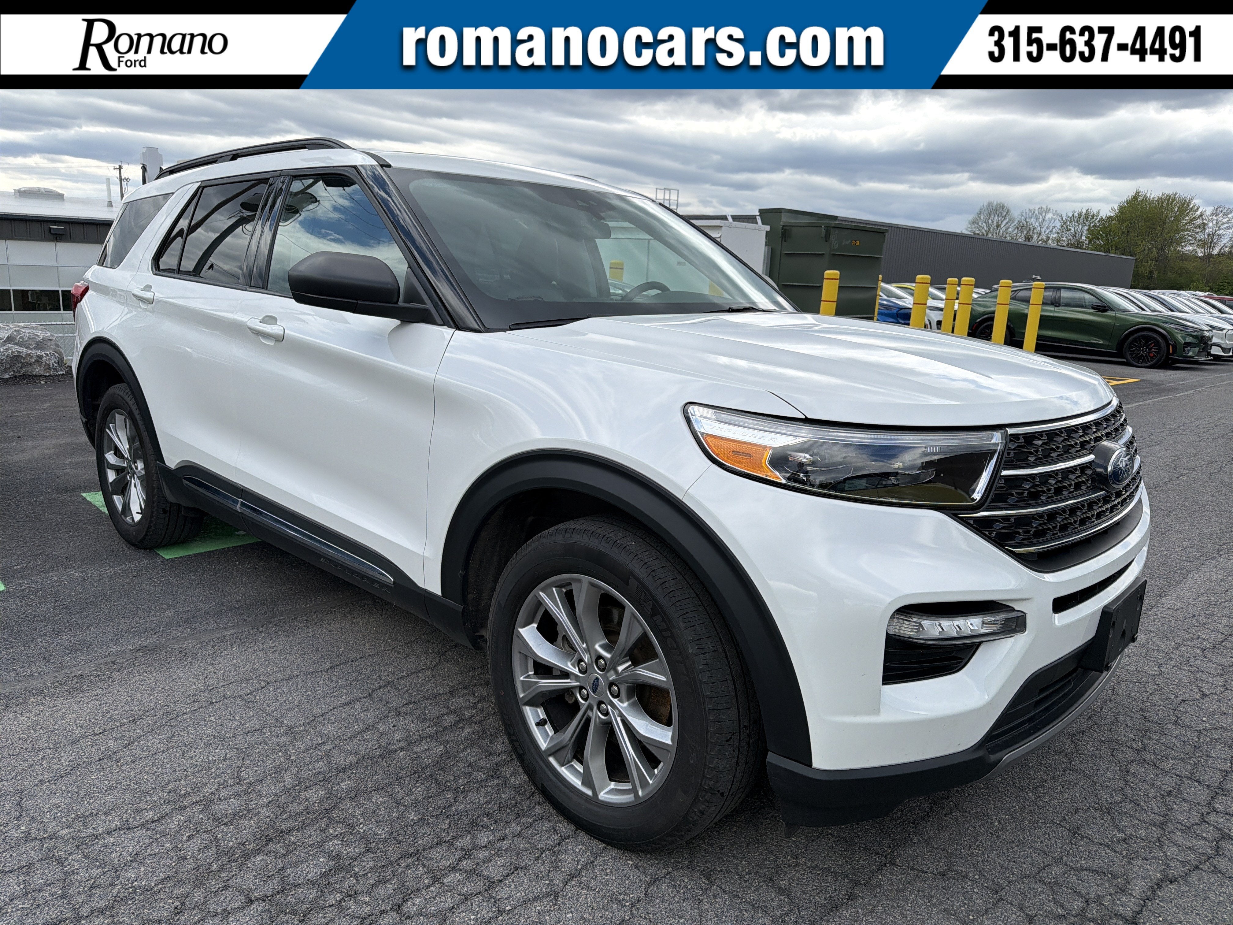 2023 Ford Explorer XLT in White — front three-quarter view