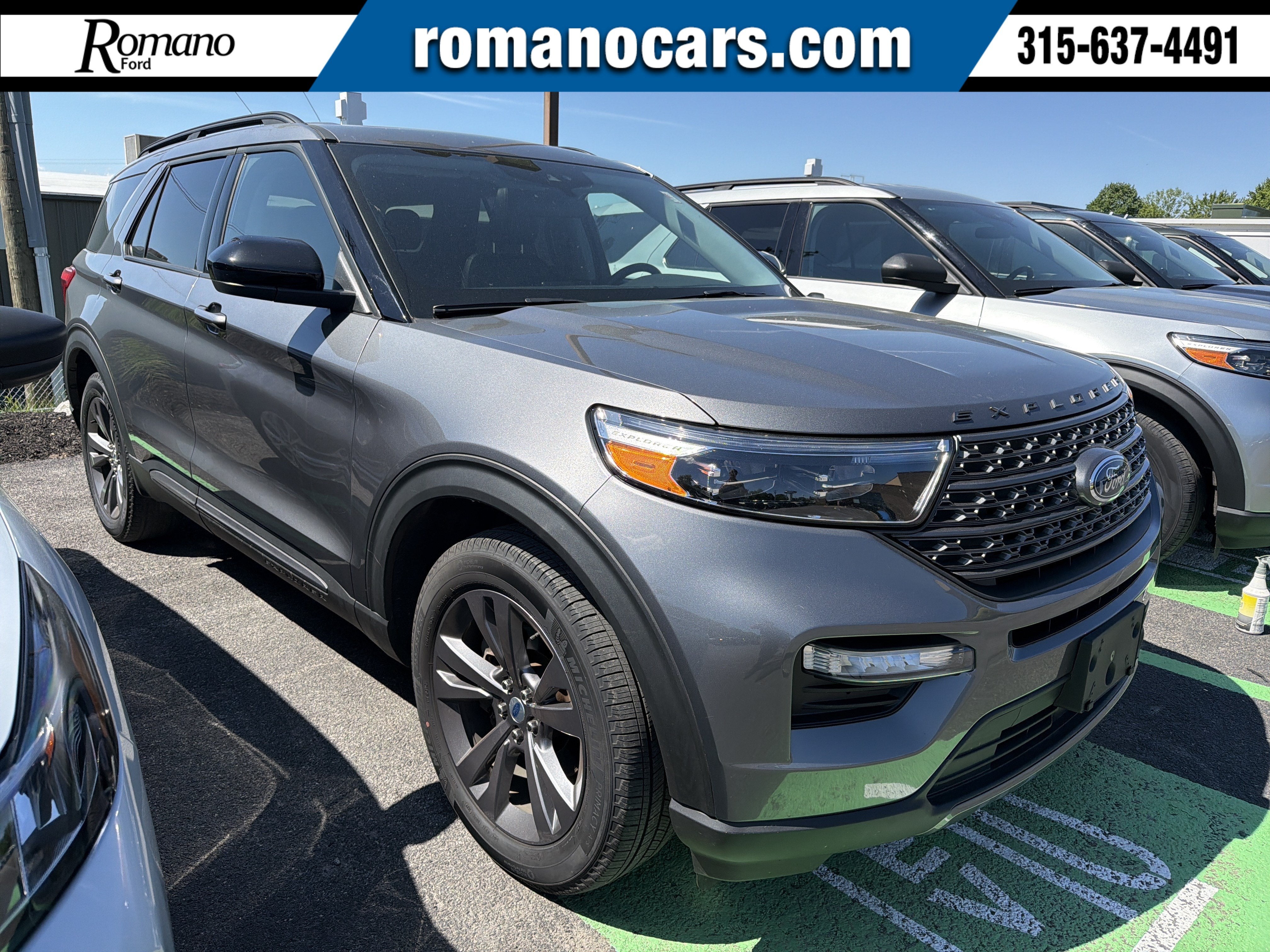 2022 Ford Explorer XLT in Gray — front three-quarter view