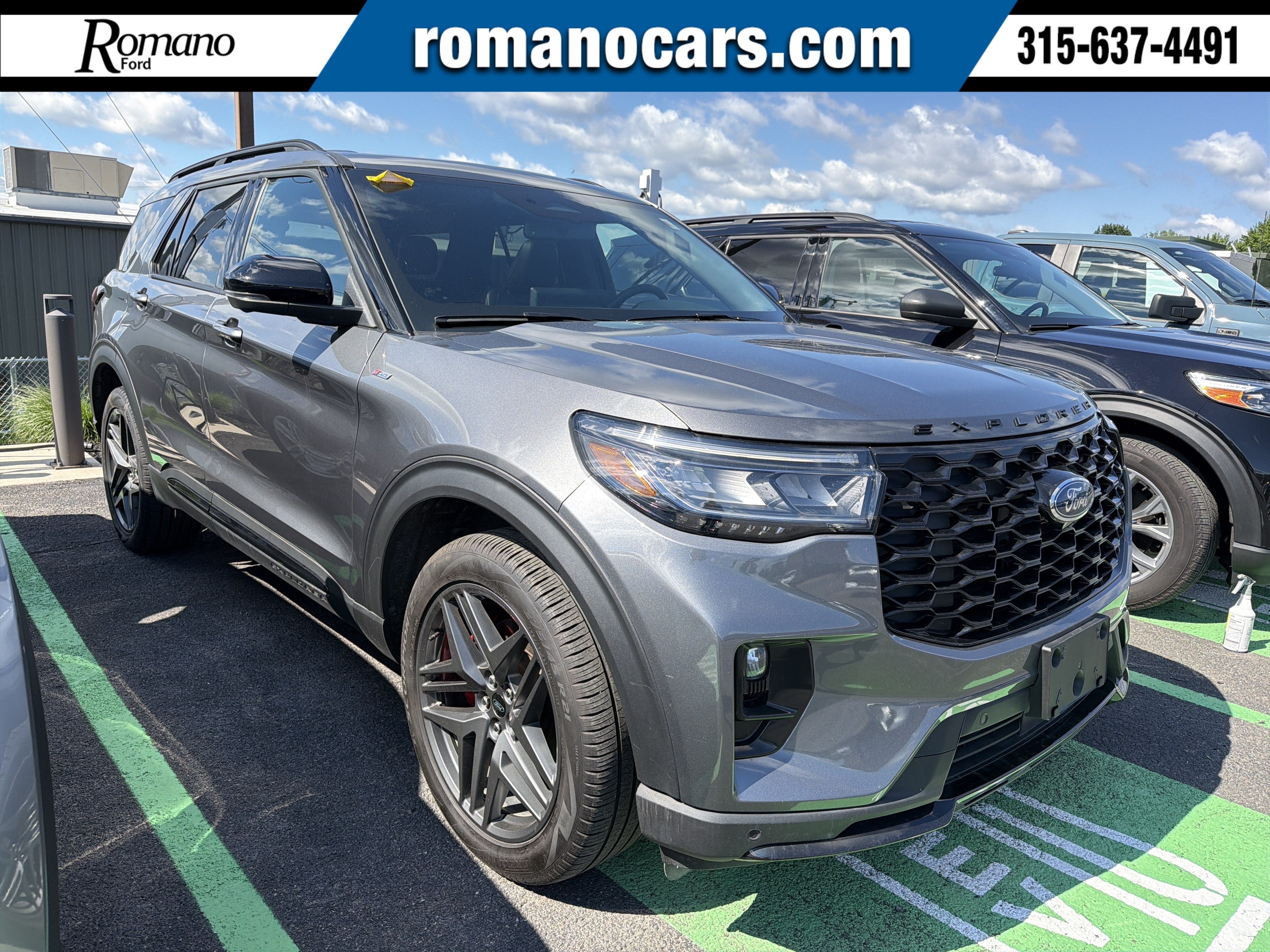 2025 Ford Explorer ST-Line in Carbonized Gray Metallic — front three-quarter view